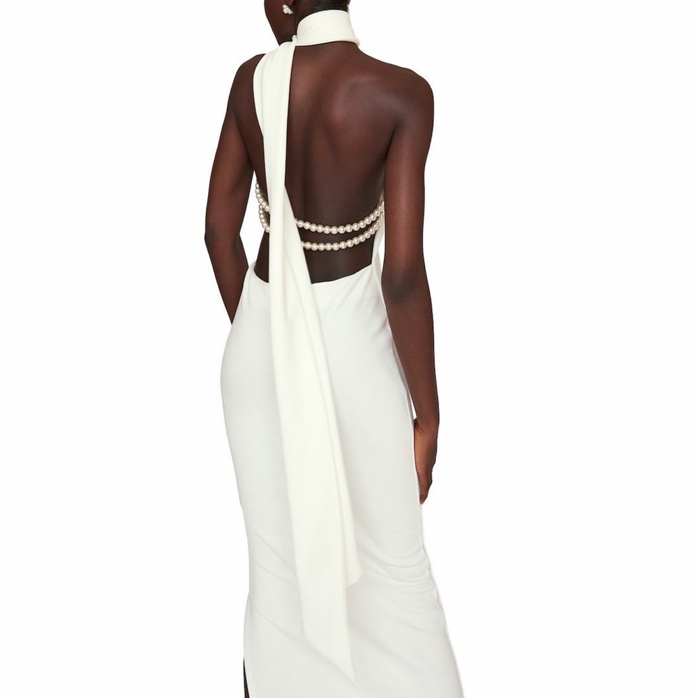 Khanums Kara maxi scarf dress in white/ivory